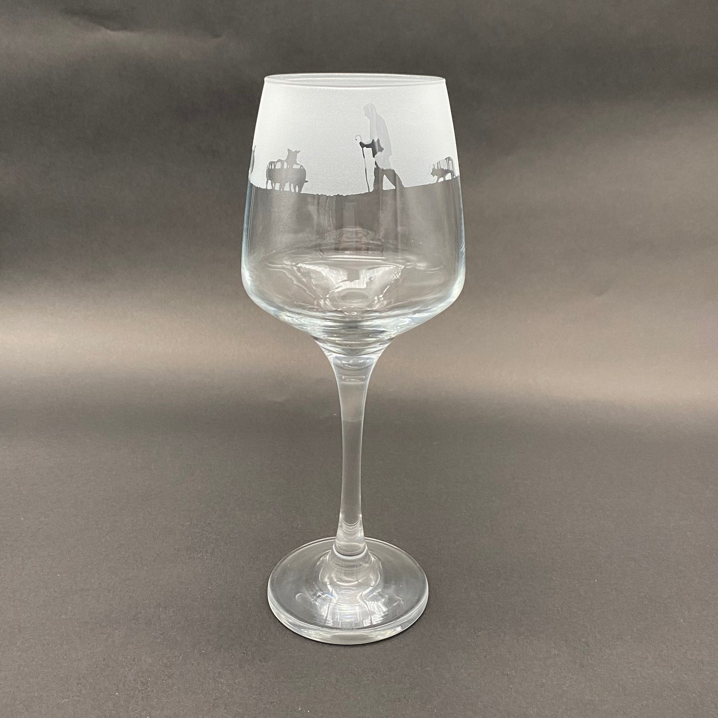 Sheep and Shepherd Wine Glass