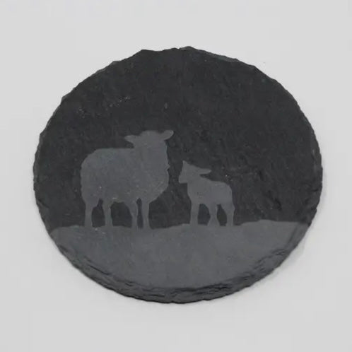 Sheep and Lamb Round Coaster