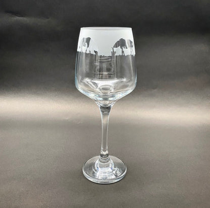 Grazing Horses Wine Glass