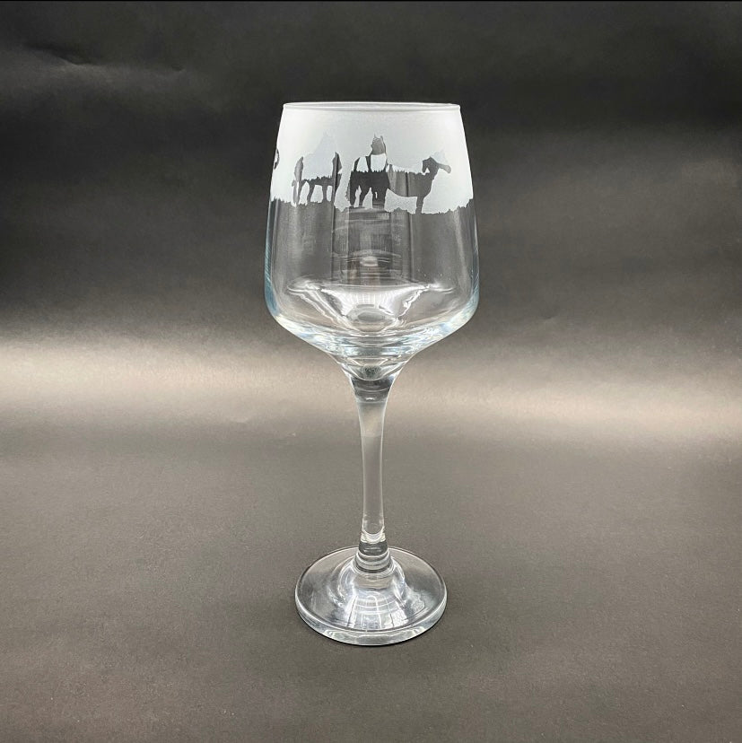 Grazing Horses Wine Glass