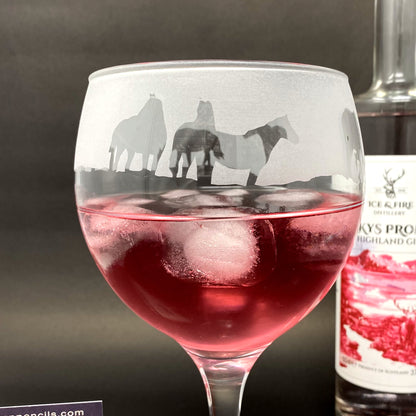 Grazing Horses Gin Glass