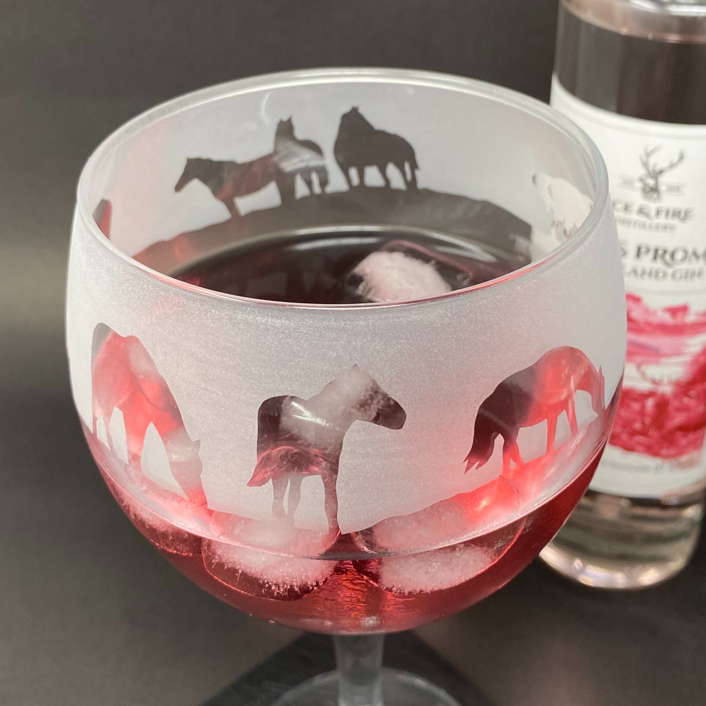 Grazing Horses Gin Glass